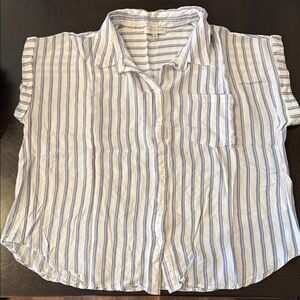 Skies Are Blue White Shirt with Light Blue Stripes